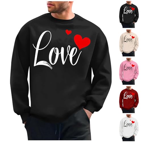 CSHE Sweatshirt Herren Ohne Kapuze Pullover Valentinstag Gedruckt Sport Sweater Oversize Lässig Langarmshirts Rundhalsausschnitt Shirts für Männer von CSHE