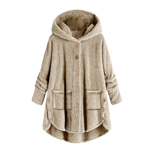 CSHE Teddyjacke Damen Winter Teddyfleece Jacke Doppelschieber Reißverschluss Winterjacke Thermal Teddy Wintermantel Einfarbig Revers Fleecejacke Flauschig Plüschjacke Freizeit Outdoor Fleecemantel von CSHE