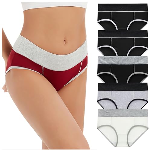 CSHE Unterhosen Damen Baumwolle Frauen Unterwäsche Hohe Taille Slips Hoher Taillenslip 5er Pack von CSHE