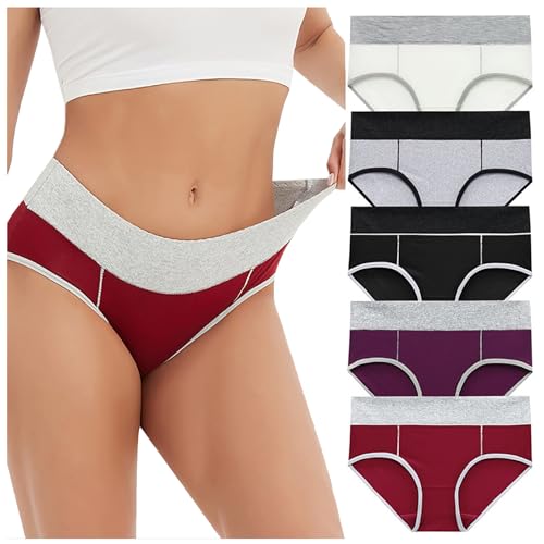 CSHE Unterhosen Damen Baumwolle Unterwäsche Frauen Taillenslip Hohe Taille Slip 5er Pac von CSHE