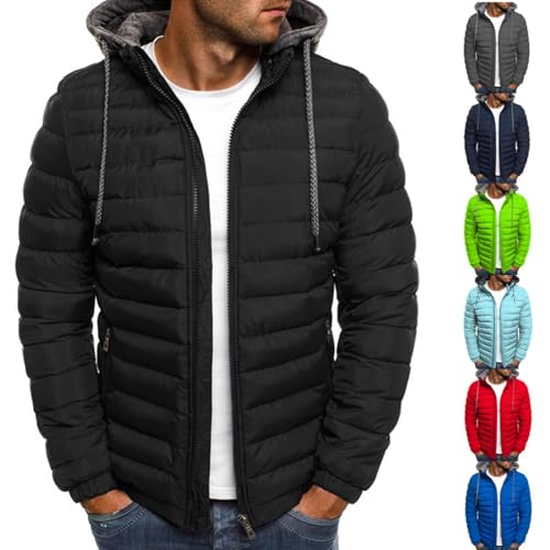 CSHE Winterjacke Herren Warm Steppjacke Leichte Daunenjacke mit Kapuze Winter Herren-Jacken Bequeme Kapuzenjacke Basic Wintermantel Outdoor Softshelljacke für Alltag von CSHE