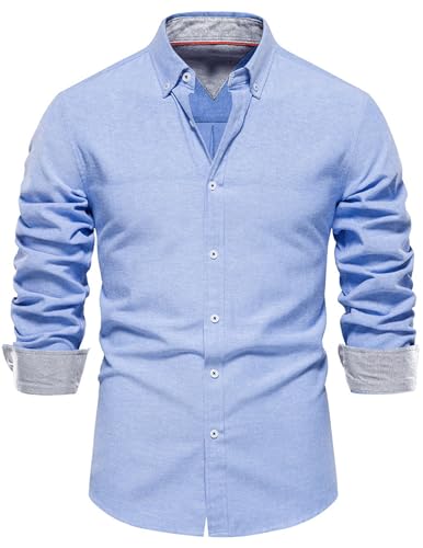 Hemd Herren Langarm Herbsthemd Revers Button Down Herrenhemd Regular Businesshemd Herren Freizeithemd Regular Fit Men Shirts Arbeitshemd Freizeit Shirt für Männer von CSHE