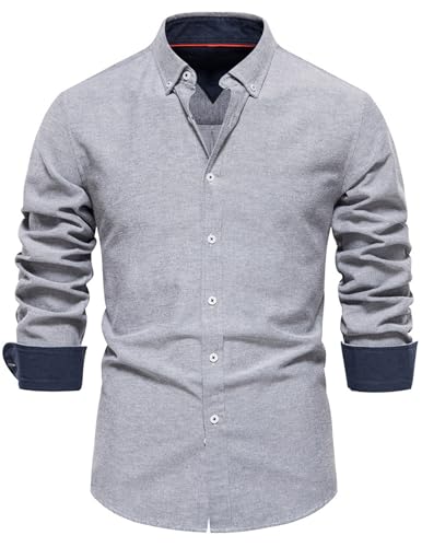 Hemd Herren Langarm Herbsthemd Revers Button Down Herrenhemd Regular Businesshemd Herren Freizeithemd Regular Fit Men Shirts Arbeitshemd Freizeit Shirt für Männer von CSHE
