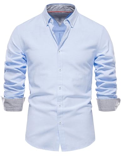 Hemd Herren Langarm Herbsthemd Revers Button Down Herrenhemd Regular Businesshemd Herren Freizeithemd Regular Fit Men Shirts Arbeitshemd Freizeit Shirt für Männer von CSHE