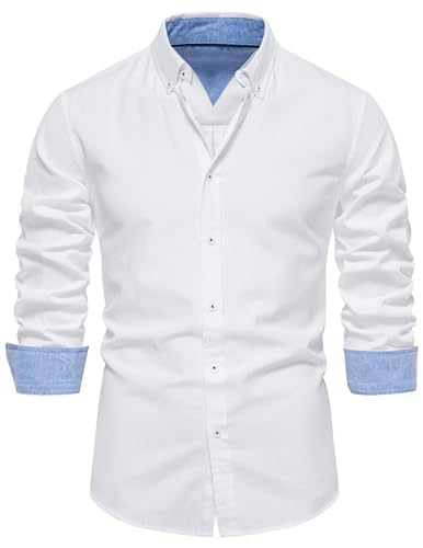 Hemd Herren Langarm Herbsthemd Revers Button Down Herrenhemd Regular Businesshemd Herren Freizeithemd Regular Fit Men Shirts Arbeitshemd Freizeit Shirt für Männer von CSHE