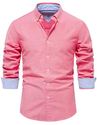 Hemd Herren Langarm Herbsthemd Revers Button Down Herrenhemd Regular Businesshemd Herren Freizeithemd Regular Fit Men Shirts Arbeitshemd Freizeit Shirt für Männer von CSHE