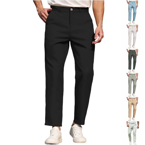 Herren Chino Hose Männer Anzughose Lässige Einfarbige Gerade Golfhose Knopfverschluss und Taillentasche Business Freizeithose Stretch Outdoorhose Pants Trousers von CSHE