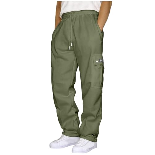 Herren Mathen Cargohose aus 98% Baumwolle Praktische Cargo Hose für Männer Atmungsaktiv Sporthose mit Multi Taschen Bequeme JogginghoseHerren Kurze Hosen von CSHE