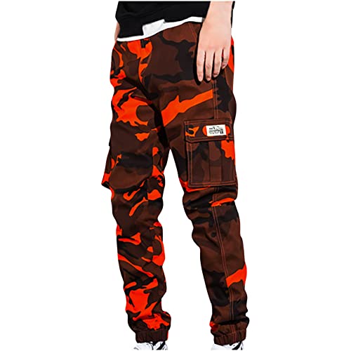 Herren Sport Cargohose Leicht Vintage Wanderhose Baumwolle Lang Cargo Hosen Baggy Elegant Arbeitshose Camouflage Traingshosen mit Taschen Laufhose High Waist Sporthose Jogginghose von CSHE