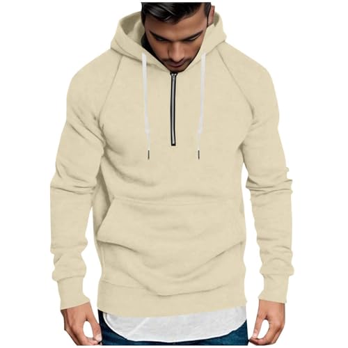 Hoodie Herren Casual Einfarbige Kapuzenpullover Herbst und Winter Sweatshirt Raglanärmel Kordelzug Sweatjacke Halbreißverschluss Pullover Regular Fit Oberteil für Männer von CSHE