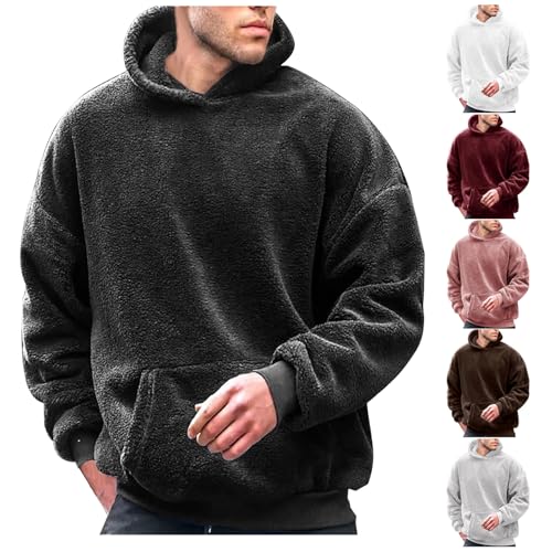 Hoodie Herren Oversize Kapuzenpullover Doppelschneidiger Samt Pulli Casual Hoody Herbst Winter Oberteile Männer Einfarbig Sweatshirt Sportlich Freizeit Kapuzenjacke Mode Kapuzenpulli von CSHE