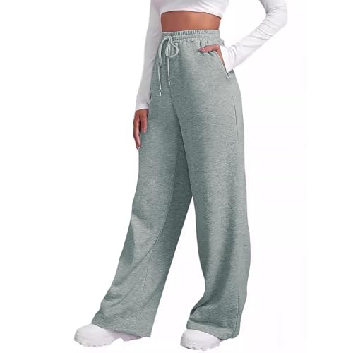 Jogginghose Damen Baggy Sporthose Casual High Waist Freizeithosen Weite Bein Joggpants Trainingsanzug Hose Lockere Sweatpants mit Elastischem Bund und Taschen Lange Y2K Hosen von CSHE