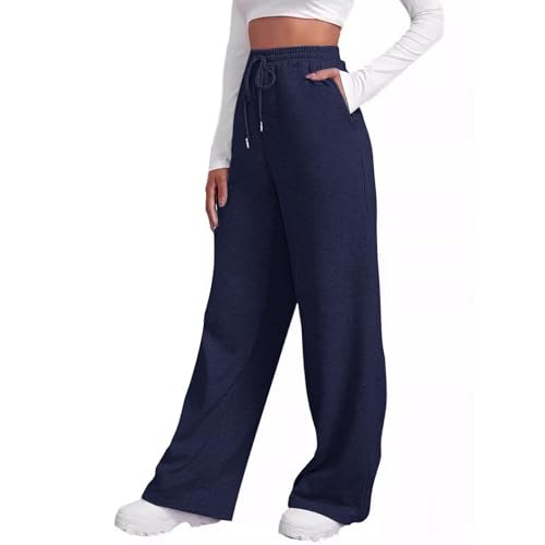 Jogginghose Damen Baggy Sporthose Casual High Waist Freizeithosen Weite Bein Joggpants Trainingsanzug Hose Lockere Sweatpants mit Elastischem Bund und Taschen Lange Y2K Hosen von CSHE