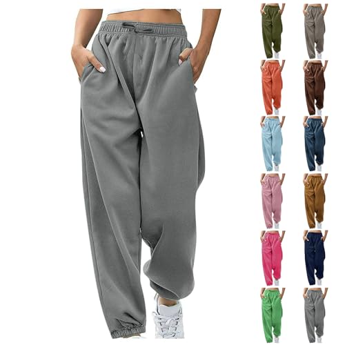 Jogginghose Damen Baggy Stoffhose Hosen Sporthose mit Kordelzug Leicht Freizeithose Y2K Damenhose Casual Locker Joggpants Lang Sweathose Trainingshose Mode Streetwear S-2XL von CSHE
