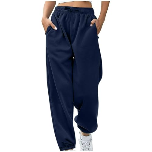Jogginghose Damen Baggy Stoffhose Hosen Sporthose mit Kordelzug Leicht Freizeithose Y2K Damenhose Casual Locker Joggpants Lang Sweathose Trainingshose Mode Streetwear S-2XL von CSHE