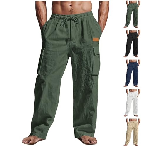 Jogginghose Herren Sommer Herbst Loose Leinenhose Einfarbige Lang Leicht Freizeithose Bequeme Atmubgsaktive Sporthose Straight Leg Leinen Hose mit Taschen Elastischer Weite Bein Cargohose Jogginghose Herren Sommer Herbst Loose Leinenhose Einfarbige Lang Leicht Freizeithose Bequeme Atmubgsaktive Sporthose Straight Leg Leinen Hose mit Taschen Elastischer Weite Bein Cargohose von CSHE