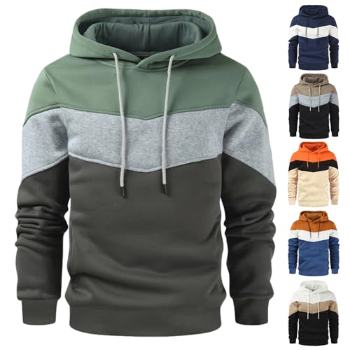 Kapuzenpullover Herren Oversize Sweatshirt Langarm Hoodie Casual Pullover mit Kapuze Männer Farbblock Kapuzenpulli Locker Lässig Sweatjacke Sport Kapuzenjacke Y2k Pulli von CSHE