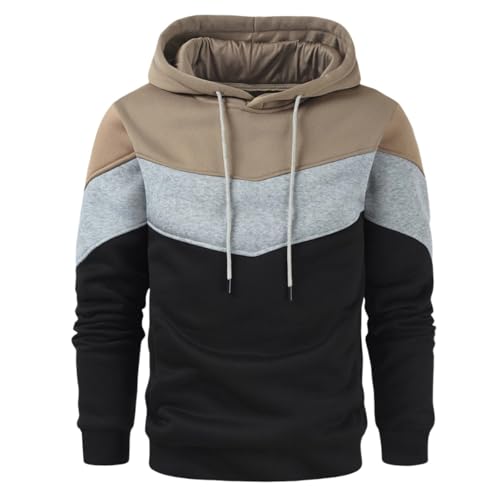 Kapuzenpullover Herren Oversize Sweatshirt Langarm Hoodie Casual Pullover mit Kapuze Männer Farbblock Kapuzenpulli Locker Lässig Sweatjacke Sport Kapuzenjacke Y2k Pulli von CSHE