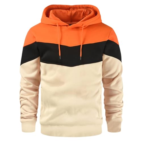 Kapuzenpullover Herren Oversize Sweatshirt Langarm Hoodie Casual Pullover mit Kapuze Männer Farbblock Kapuzenpulli Locker Lässig Sweatjacke Sport Kapuzenjacke Y2k Pulli von CSHE