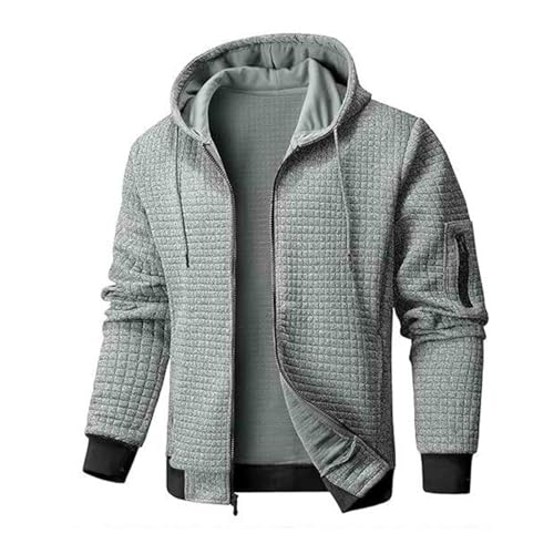 Strickjacke Herren Casual Einfarbig Kapuzenjacke Langarm Reißverschluss Kapuzenpullover Waffelmuster Hoodie Jacke Herbst und Winter Übergangsjacke von CSHE