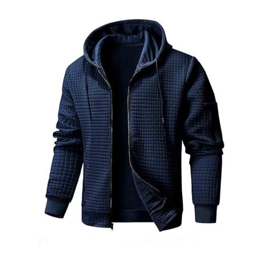 Strickjacke Herren Casual Einfarbig Kapuzenjacke Langarm Reißverschluss Kapuzenpullover Waffelmuster Hoodie Jacke Herbst und Winter Übergangsjacke von CSHE