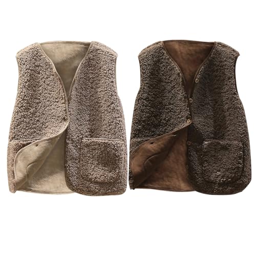 Teddy Weste Damen Ärmellos Teddyfleece Jacke Fleece Winterweste Winter Warme Fleeceweste Kurz Teddyjacke Plüsch Westen Einfarbig Damenwesten Casual Übergangsjacke Mantel Leicht Thermoweste Plüschweste von CSHE