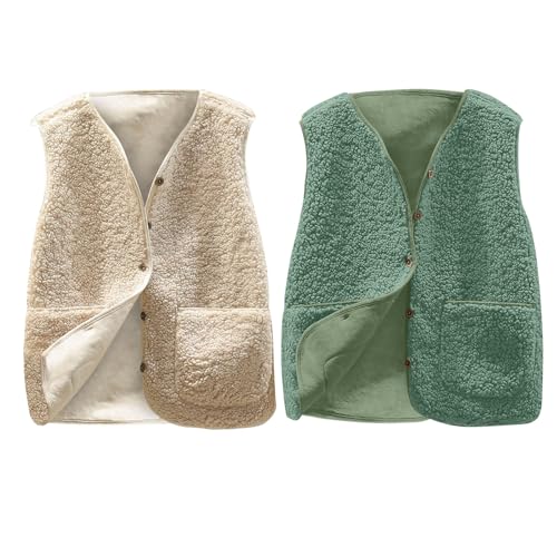 Teddy Weste Damen Winter Warm Plüschweste Ärmellos Fleeceweste Plüsch Westen Leicht Übergangsjacke Winterweste Outwear Casual Einfarbig Damenweste Outdoor Gilet Kurz Jacke Thermoweste Für Frauen von CSHE