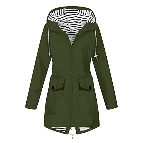Übergangsjacke Damen Regenjacke Wasserdicht Atmungsaktiv Winddichter Lang Regenmantel Fahrrad Regenparka Windbreaker mit Kapuze Windjacke Wanderjacke Outdoor Jacken Regenponcho Große Größe S - 5XL Übergangsjacke Damen Regenjacke Wasserdicht Atmungsaktiv Winddichter Lang Regenmantel Fahrrad Regenparka Windbreaker mit Kapuze Windjacke Wanderjacke Outdoor Jacken Regenponcho Große Größe S - 5XL von CSHE