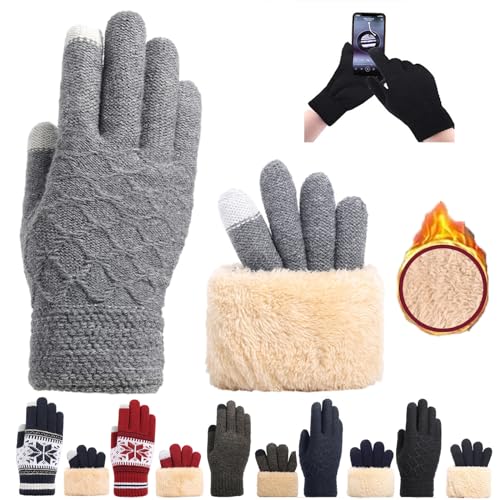 Unisex Winterhandschuhe mit Fleecefutter, Touchscreen Warme Gedehnt Dicke Strickhandschuhe Wollhandschuhe Silvester Geburtstag Faschings Karneval 2023 Spielerhandschuhe Meine Bestellungen Anzeigen von CSHE