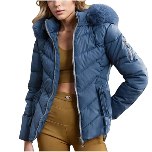 Winterjacke Damen Steppjacke Warmer Gefüttert Fleece Daunenjacke Mit Kapuze Winddicht Outdoorjacke Große Größen Damenmantel Leichte Bequem Casual Wintermantel von CSHE