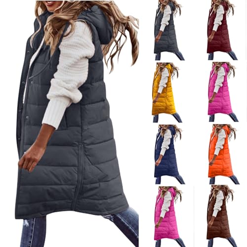 Wintermantel Damen Lang, Warm Steppmantel mit Kapuze, Daunenmantel Gefüttert Elegant Steppjacke Winterjacke Silvester Geburtstag Faschings Karneval 2023 2024 Outfit Deko Meine Bestellungen Anzeigen von CSHE