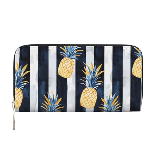CSIVKEJ Geldscheinklammer mit Reißverschluss, PU-Leder, lang, mit Kartenfächern, Ananas 16, Einheitsgröße, Zeitgenössisch von CSIVKEJ