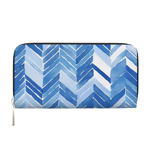 CSIVKEJ Geldscheinklammer mit Reißverschluss, PU-Leder, lang, mit Kartenfächern, Blue Bricks 1, Einheitsgröße, Zeitgenössisch von CSIVKEJ