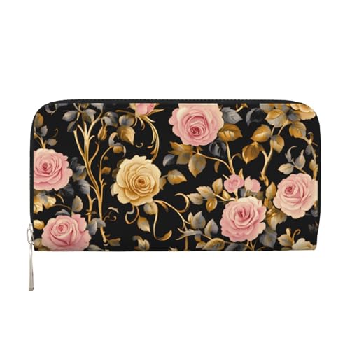 CSIVKEJ Geldscheinklammer mit Reißverschluss, PU-Leder, lang, mit Kartenfächern, Blume 10, Einheitsgröße, Zeitgenössisch von CSIVKEJ