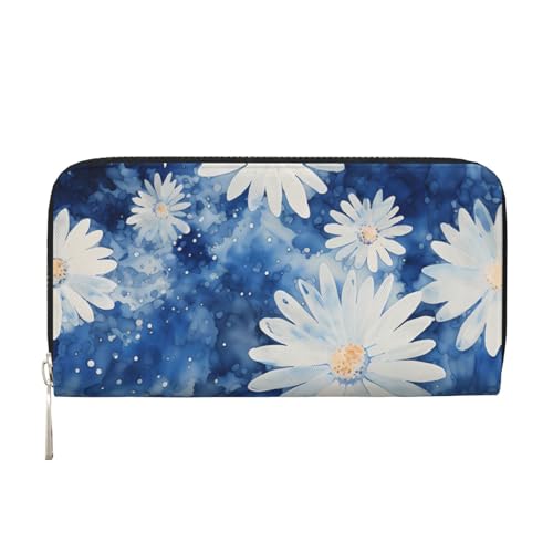 CSIVKEJ Geldscheinklammer mit Reißverschluss, PU-Leder, lang, mit Kartenfächern, Blume 14, Einheitsgröße, Zeitgenössisch von CSIVKEJ