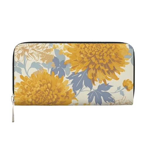 CSIVKEJ Geldscheinklammer mit Reißverschluss, PU-Leder, lang, mit Kartenfächern, Blume 16, Einheitsgröße, Zeitgenössisch von CSIVKEJ