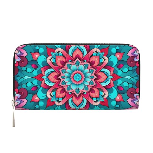 CSIVKEJ Geldscheinklammer mit Reißverschluss, PU-Leder, lang, mit Kartenfächern, Bohemian 17, Einheitsgröße, Zeitgenössisch von CSIVKEJ