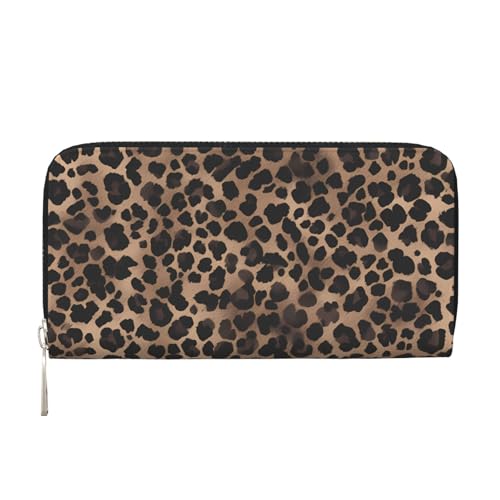 CSIVKEJ Geldscheinklammer mit Reißverschluss, PU-Leder, lang, mit Kartenfächern, Braun, Schwarz 3, Einheitsgröße, Zeitgenössisch von CSIVKEJ