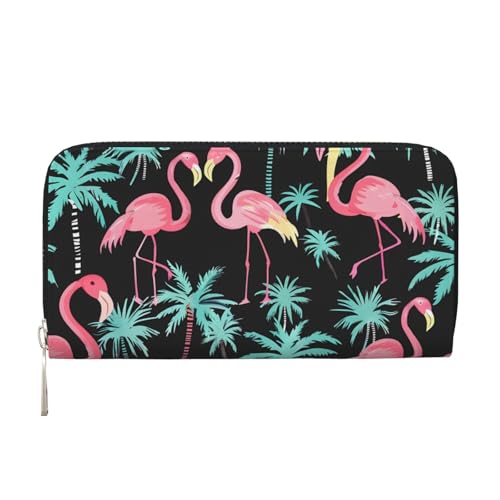 CSIVKEJ Geldscheinklammer mit Reißverschluss, PU-Leder, lang, mit Kartenfächern, Flamingo 16, Einheitsgröße, Zeitgenössisch von CSIVKEJ