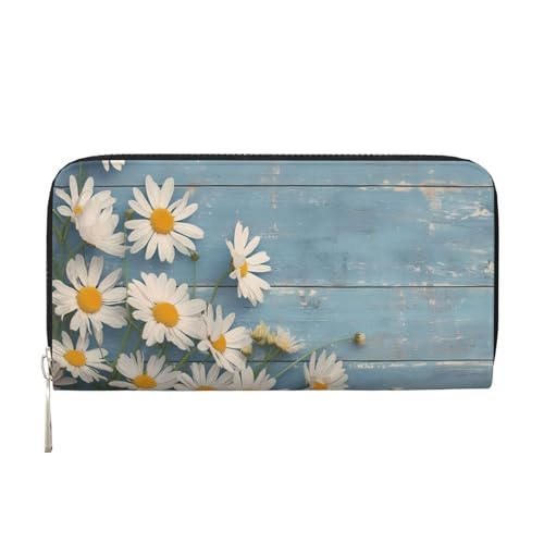 CSIVKEJ Geldscheinklammer mit Reißverschluss, PU-Leder, lang, mit Kartenfächern, Gänseblümchen 13, Einheitsgröße, Zeitgenössisch von CSIVKEJ