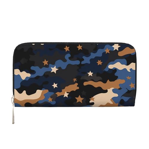 CSIVKEJ Geldscheinklammer mit Reißverschluss, PU-Leder, lang, mit Kartenfächern, Galactic Camo 14, Einheitsgröße, Zeitgenössisch von CSIVKEJ