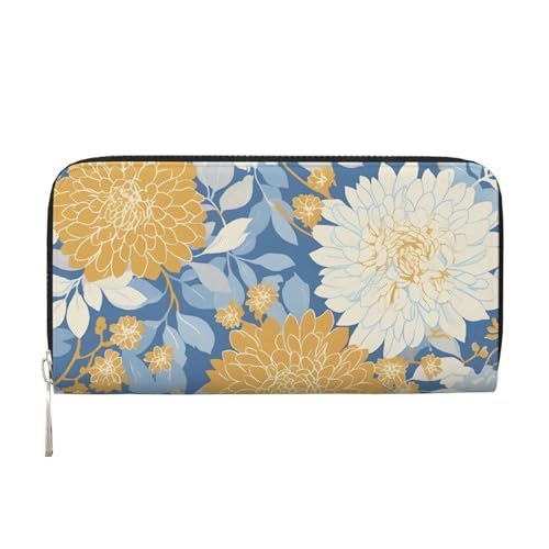 CSIVKEJ Geldscheinklammer mit Reißverschluss, PU-Leder, lang, mit Kartenfächern, Gelb und Weiß 17, Einheitsgröße, Zeitgenössisch von CSIVKEJ