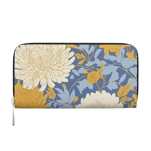 CSIVKEJ Geldscheinklammer mit Reißverschluss, PU-Leder, lang, mit Kartenfächern, Gelb und Weiß 18, Einheitsgröße, Zeitgenössisch von CSIVKEJ