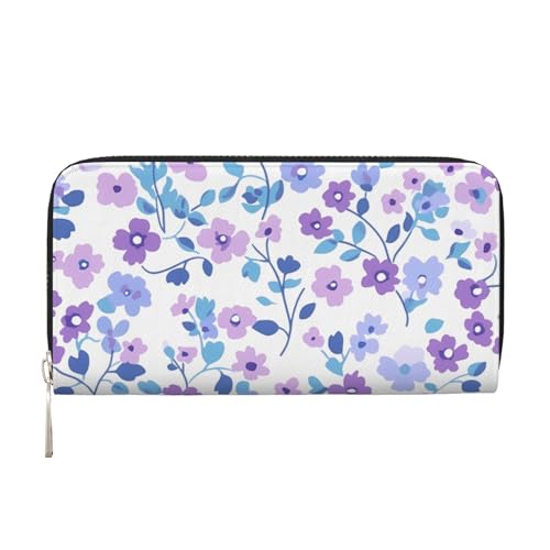 CSIVKEJ Geldscheinklammer mit Reißverschluss, PU-Leder, lang, mit Kartenfächern, Hellviolett Floral 5, Einheitsgröße, Zeitgenössisch von CSIVKEJ