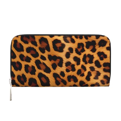 CSIVKEJ Geldscheinklammer mit Reißverschluss, PU-Leder, lang, mit Kartenfächern, Leopardenmuster 13, Einheitsgröße, Zeitgenössisch von CSIVKEJ