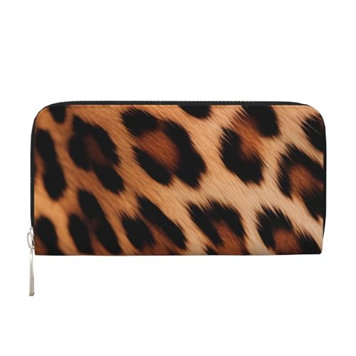 CSIVKEJ Geldscheinklammer mit Reißverschluss, PU-Leder, lang, mit Kartenfächern, Leopardenmuster 14, Einheitsgröße, Zeitgenössisch von CSIVKEJ