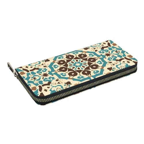CSIVKEJ Geldscheinklammer mit Reißverschluss, PU-Leder, lang, mit Kartenfächern, Mandala 7, Einheitsgröße, Zeitgenössisch von CSIVKEJ