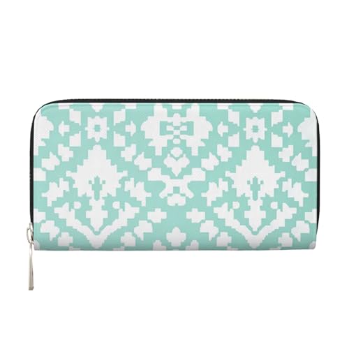 CSIVKEJ Geldscheinklammer mit Reißverschluss, PU-Leder, lang, mit Kartenfächern, Marokkanisches Gitter 1, Einheitsgröße, Zeitgenössisch von CSIVKEJ