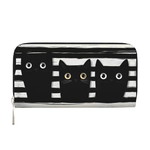 CSIVKEJ Geldscheinklammer mit Reißverschluss, PU-Leder, lang, mit Kartenfächern, Niedliche Katzen 3, Einheitsgröße, Zeitgenössisch von CSIVKEJ