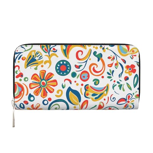 CSIVKEJ Geldscheinklammer mit Reißverschluss, PU-Leder, lang, mit Kartenfächern, Paisley Multi 5, Einheitsgröße, Zeitgenössisch von CSIVKEJ